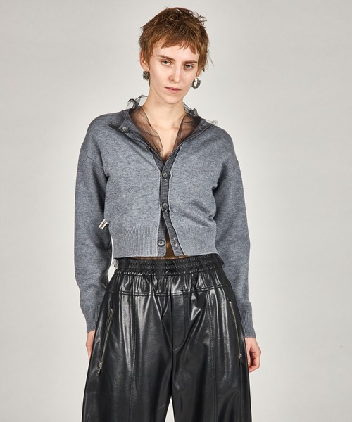 PRANK PROJECT（プランクプロジェクト）の「リバーシブルチュールニットカーディガン / Reversible Tulle Knit Cardigan（カーディガン/ボレロ・レディース・ピンク/ベージュ/グレー・FREE）」の17枚目の写真