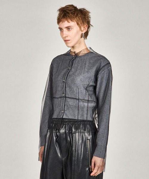 PRANK PROJECT（プランクプロジェクト）の「リバーシブルチュールニットカーディガン / Reversible Tulle Knit Cardigan（カーディガン/ボレロ・レディース・ピンク/ベージュ/グレー・FREE）」の18枚目の写真