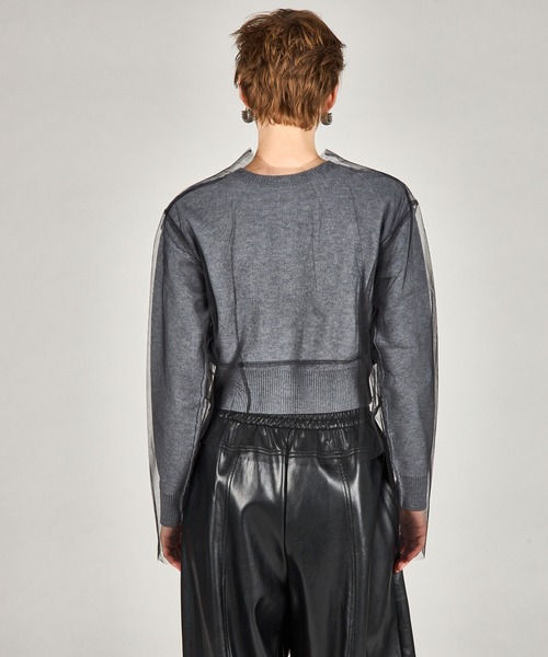 PRANK PROJECT（プランクプロジェクト）の「リバーシブルチュールニットカーディガン / Reversible Tulle Knit Cardigan（カーディガン/ボレロ・レディース・ピンク/ベージュ/グレー・FREE）」の20枚目の写真