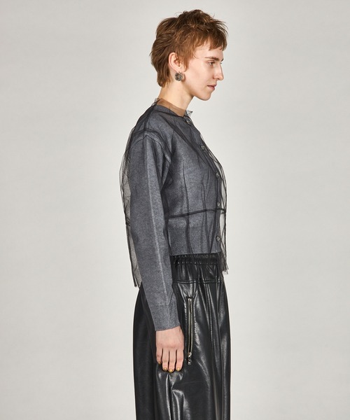 PRANK PROJECT（プランクプロジェクト）の「リバーシブルチュールニットカーディガン / Reversible Tulle Knit Cardigan（カーディガン/ボレロ・レディース・ピンク/ベージュ/グレー・FREE）」の21枚目の写真