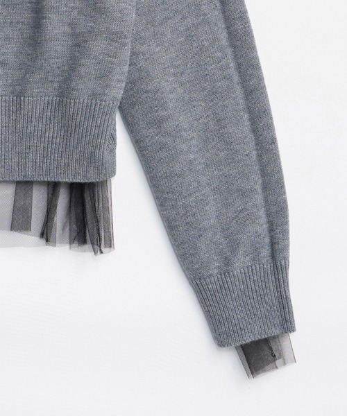 PRANK PROJECT（プランクプロジェクト）の「リバーシブルチュールニットカーディガン / Reversible Tulle Knit Cardigan（カーディガン/ボレロ・レディース・ピンク/ベージュ/グレー・FREE）」の4枚目の写真