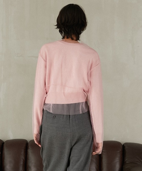 PRANK PROJECT（プランクプロジェクト）の「リバーシブルチュールニットカーディガン / Reversible Tulle Knit Cardigan（カーディガン/ボレロ・レディース・ピンク/ベージュ/グレー・FREE）」の15枚目の写真