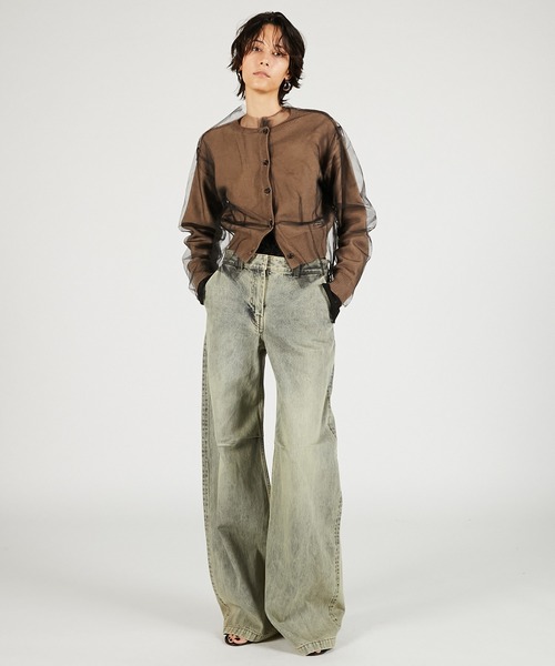 PRANK PROJECT（プランクプロジェクト）の「リバーシブルチュールニットカーディガン / Reversible Tulle Knit Cardigan（カーディガン/ボレロ・レディース・ピンク/ベージュ/グレー・FREE）」の12枚目の写真