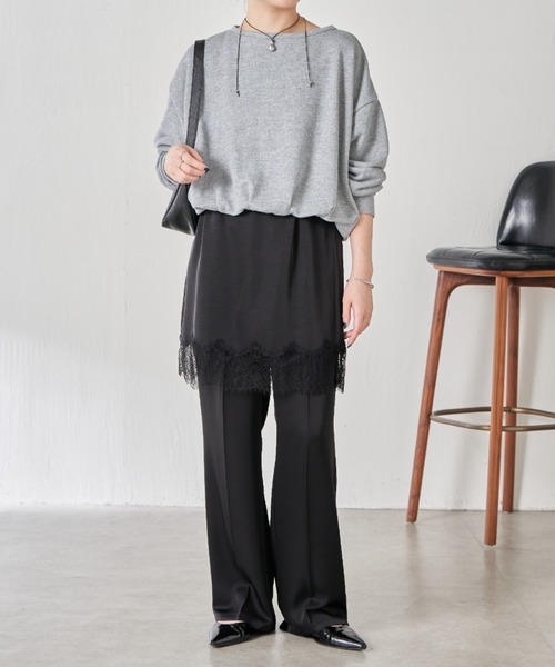 COLLAGE GALLARDAGALANTE(コラージュガリャルダガランテ)の「サテンレースレイヤードパンツ(その他パンツ・レディース・オフホワイト/ブラック・FREE)」の3枚目の写真