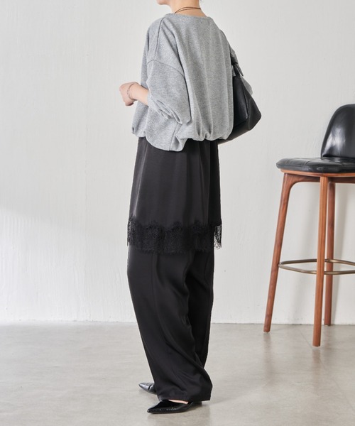 COLLAGE GALLARDAGALANTE(コラージュガリャルダガランテ)の「サテンレースレイヤードパンツ(その他パンツ・レディース・オフホワイト/ブラック・FREE)」の8枚目の写真