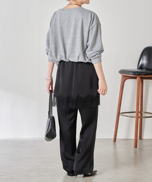 COLLAGE GALLARDAGALANTE(コラージュガリャルダガランテ)の「サテンレースレイヤードパンツ(その他パンツ・レディース・オフホワイト/ブラック・FREE)」の9枚目の写真