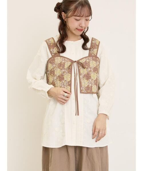 セール】パッチワーク風花柄キルトビスチェ（ベスト）｜Samansa Mos2