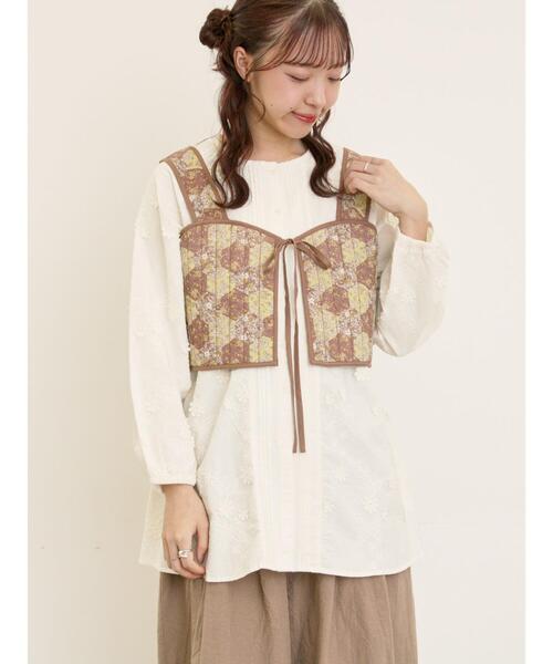 セール】パッチワーク風花柄キルトビスチェ（ベスト）｜Samansa Mos2