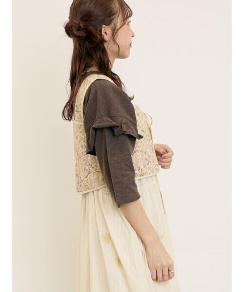 Samansa Mos2(サマンサ モスモス)の「パッチワーク風花柄キルトビスチェ(ベスト・レディース・ブラック/ベージュ/イエロー・F)」の17枚目の写真