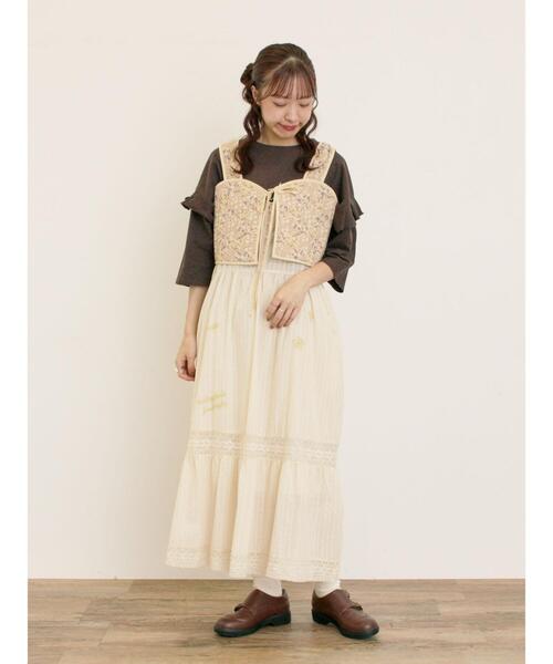 セール】パッチワーク風花柄キルトビスチェ（ベスト）｜Samansa Mos2