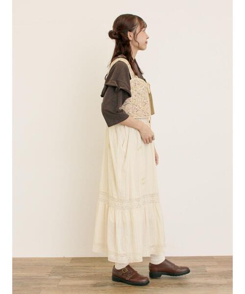 Samansa Mos2(サマンサ モスモス)の「パッチワーク風花柄キルトビスチェ(ベスト・レディース・ブラック/ベージュ/イエロー・F)」の14枚目の写真