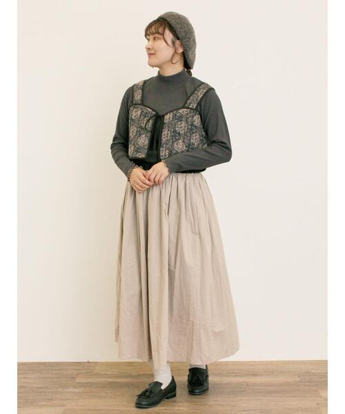 Samansa Mos2(サマンサ モスモス)の「パッチワーク風花柄キルトビスチェ(ベスト・レディース・ブラック/ベージュ/イエロー・F)」の19枚目の写真