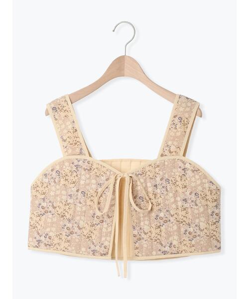 Samansa Mos2(サマンサ モスモス)の「パッチワーク風花柄キルトビスチェ(ベスト・レディース・ブラック/ベージュ/イエロー・F)」の7枚目の写真