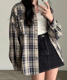 ルーズシルエットチェックシャツ