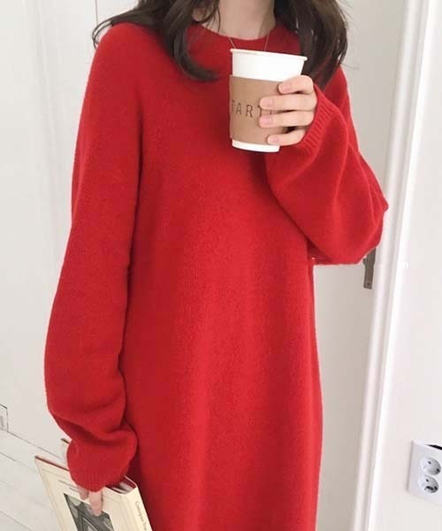 FREE STYLISTS(フリー スタイリスト)の「YUGA_YGMC ラウンドネック ニットワンピース(ワンピース・レディース・ベージュ/ブラック/レッド/グレー・FREE)」の5枚目の写真