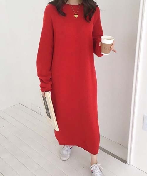 FREE STYLISTS(フリー スタイリスト)の「YUGA_YGMC ラウンドネック ニットワンピース(ワンピース・レディース・ベージュ/ブラック/レッド/グレー・FREE)」の14枚目の写真
