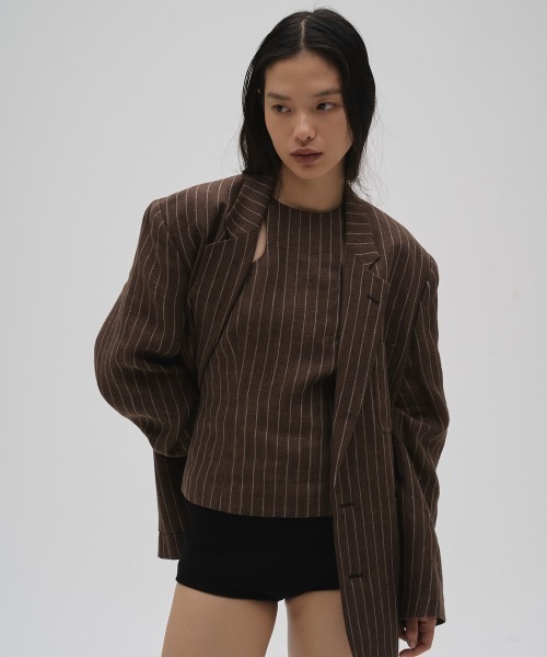 TODAYFUL（トゥデイフル）の「Stripe Americansleeve Tops（タンクトップ・レディース・ブラウン・FREE）」の2枚目の写真