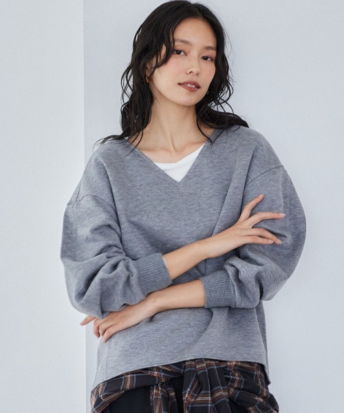 BARNYARDSTORM（バンヤードストーム）の「BARNYARDSTORM / TRスムースVネックプルオーバー/ マシンウォッシャブル 【YouTube「i.style closet」紹介アイテム】（スウェット・レディース・ホワイト/グレー/ピンク・M/S）」の3枚目の写真