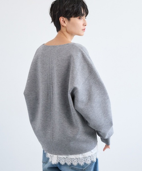 BARNYARDSTORM（バンヤードストーム）の「BARNYARDSTORM / TRスムースVネックプルオーバー/ マシンウォッシャブル 【YouTube「i.style closet」紹介アイテム】（スウェット・レディース・ホワイト/グレー/ピンク・M/S）」の4枚目の写真