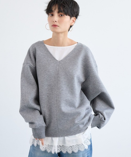 BARNYARDSTORM（バンヤードストーム）の「BARNYARDSTORM / TRスムースVネックプルオーバー/ マシンウォッシャブル 【YouTube「i.style closet」紹介アイテム】（スウェット・レディース・ホワイト/グレー/ピンク・M/S）」の5枚目の写真