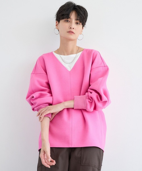 BARNYARDSTORM（バンヤードストーム）の「BARNYARDSTORM / TRスムースVネックプルオーバー/ マシンウォッシャブル 【YouTube「i.style closet」紹介アイテム】（スウェット・レディース・ホワイト/グレー/ピンク・M/S）」の6枚目の写真