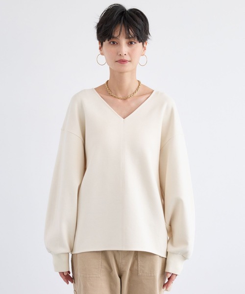 BARNYARDSTORM（バンヤードストーム）の「BARNYARDSTORM / TRスムースVネックプルオーバー/ マシンウォッシャブル 【YouTube「i.style closet」紹介アイテム】（スウェット・レディース・ホワイト/グレー/ピンク・M/S）」の10枚目の写真