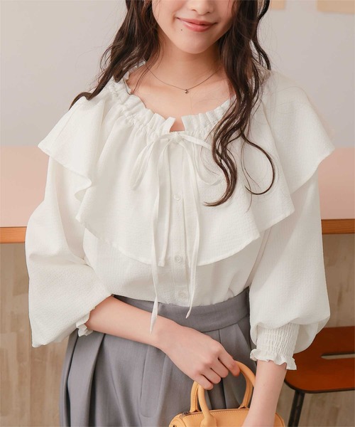 titivate(ティティベイト)の「ふんわりシルエットマルチウェイブラウス(シャツ/ブラウス・レディース・ブラック/ライトイエロー/オフホワイト・M/L)」の5枚目の写真