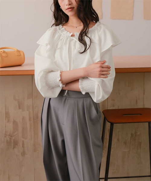 titivate(ティティベイト)の「ふんわりシルエットマルチウェイブラウス(シャツ/ブラウス・レディース・ブラック/ライトイエロー/オフホワイト・M/L)」の8枚目の写真