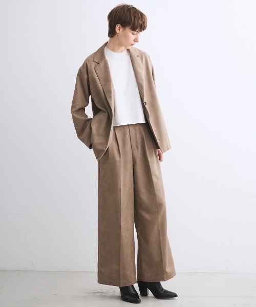 three dots（スリードッツ）の「フェイクスエード ジャケット（テーラードジャケット・レディース・キャメル/ブラック/ヘザーグレー・SMALL/X-SMALL）」の13枚目の写真