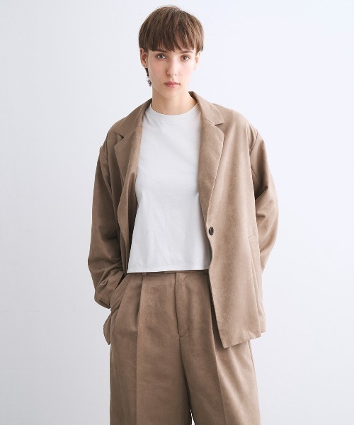 three dots（スリードッツ）の「フェイクスエード ジャケット（テーラードジャケット・レディース・キャメル/ブラック/ヘザーグレー・SMALL/X-SMALL）」の10枚目の写真