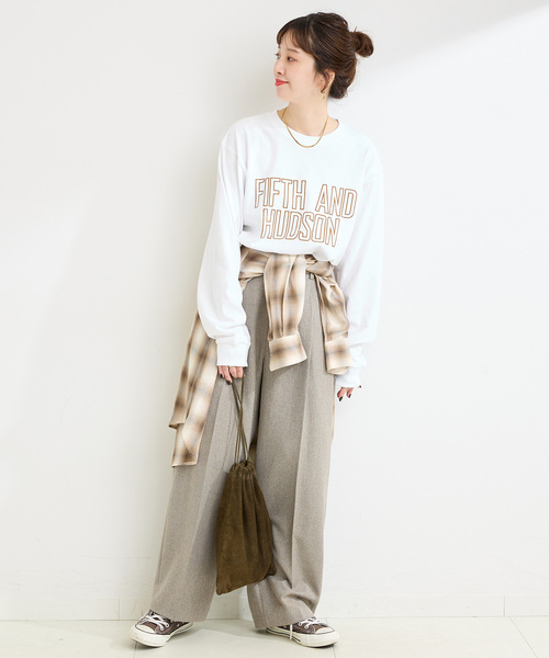 Russell Athletic（ラッセルアスレティック）の「RUSSELL ATHLETIC / ラッセル・アスレティック 別注 ロゴロンT（Tシャツ/カットソー・レディース・ホワイト/ボルドー/サックスブルー/ブラック系その他・FREE）」の9枚目の写真