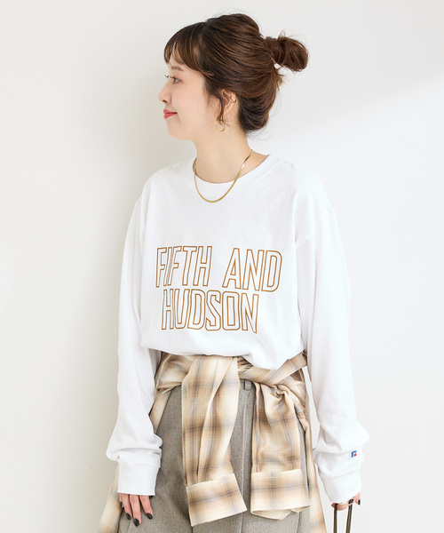 Russell Athletic（ラッセルアスレティック）の「RUSSELL ATHLETIC / ラッセル・アスレティック 別注 ロゴロンT（Tシャツ/カットソー・レディース・ホワイト/ボルドー/サックスブルー/ブラック系その他・FREE）」の14枚目の写真