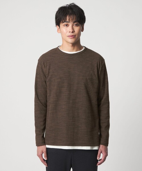 A DAY IN THE LIFE UNITED ARROWS(アデイインザライフユナイテッドアローズ)の「ドビーワッフル レイヤード カットソー<A DAY IN THE LIFE>(Tシャツ/カットソー・メンズ・モカ/ネイビー/ダークグレー/ダークグリーン・S/M/L)」の8枚目の写真