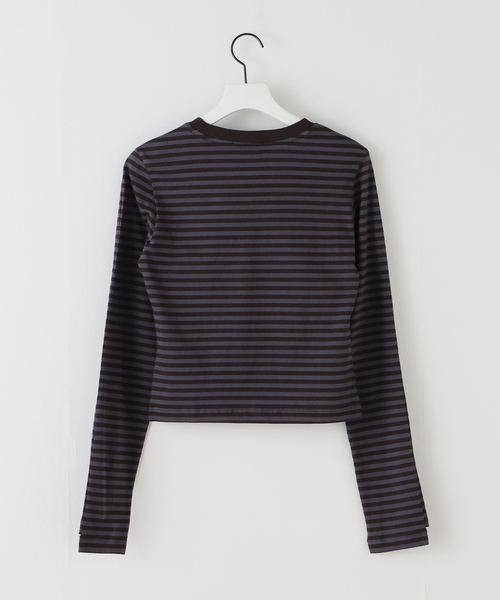 LCDC TM（エルシーディーシーティーエム）の「【Geek Office / ギークオフィス】LCDC TM / PRINTED JERSEY TOP_STRIPED（Tシャツ/カットソー・レディース・ブラウン・SMALL）」の4枚目の写真