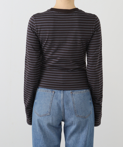 LCDC TM（エルシーディーシーティーエム）の「【Geek Office / ギークオフィス】LCDC TM / PRINTED JERSEY TOP_STRIPED（Tシャツ/カットソー・レディース・ブラウン・SMALL）」の12枚目の写真