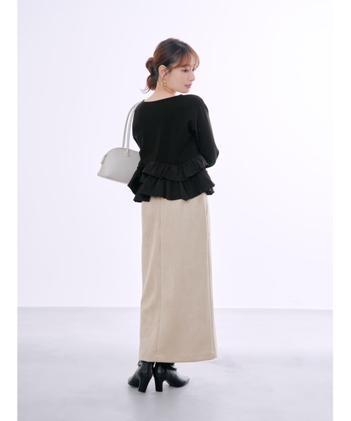 COHINA(コヒナ)の「ゴールドリベットスウェードライクスカート 【低身長・小柄女性】(スカート・レディース・ブルー/ベージュ/ブラウン・XS-Short/S-Short/XS-Regular/S-Regular)」の7枚目の写真