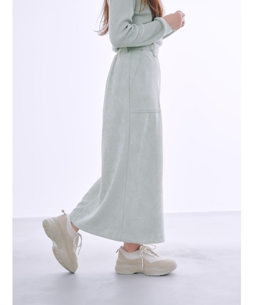 COHINA(コヒナ)の「ゴールドリベットスウェードライクスカート 【低身長・小柄女性】(スカート・レディース・ブルー/ベージュ/ブラウン・XS-Short/S-Short/XS-Regular/S-Regular)」の12枚目の写真