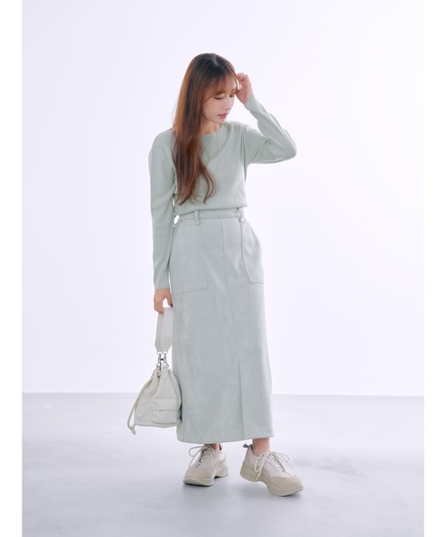 COHINA(コヒナ)の「ゴールドリベットスウェードライクスカート 【低身長・小柄女性】(スカート・レディース・ブルー/ベージュ/ブラウン・XS-Short/S-Short/XS-Regular/S-Regular)」の10枚目の写真