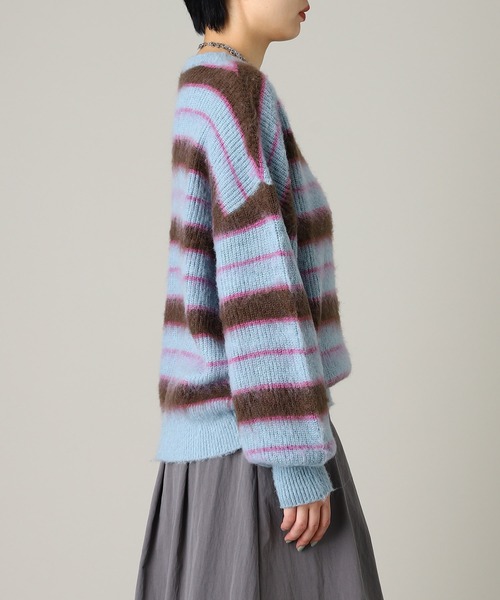 forget-me-nots（フォーゲットミーノッツ）の「Forget-me-nots Border Crew Neck Knit FMN-25AW-KN-002（Tシャツ/カットソー・レディース・ライトブルー/オリーブ・FREE）」の11枚目の写真
