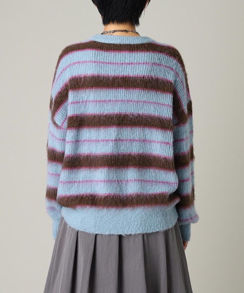 forget-me-nots（フォーゲットミーノッツ）の「Forget-me-nots Border Crew Neck Knit FMN-25AW-KN-002（Tシャツ/カットソー・レディース・ライトブルー/オリーブ・FREE）」の12枚目の写真