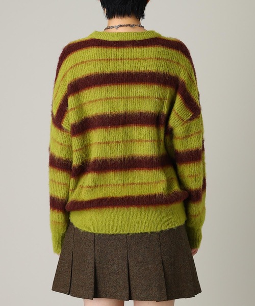forget-me-nots（フォーゲットミーノッツ）の「Forget-me-nots Border Crew Neck Knit FMN-25AW-KN-002（Tシャツ/カットソー・レディース・ライトブルー/オリーブ・FREE）」の5枚目の写真