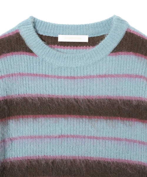 forget-me-nots（フォーゲットミーノッツ）の「Forget-me-nots Border Crew Neck Knit FMN-25AW-KN-002（Tシャツ/カットソー・レディース・ライトブルー/オリーブ・FREE）」の8枚目の写真