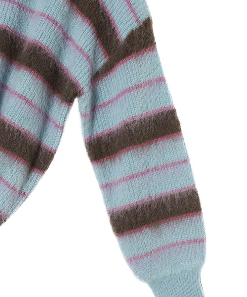 forget-me-nots（フォーゲットミーノッツ）の「Forget-me-nots Border Crew Neck Knit FMN-25AW-KN-002（Tシャツ/カットソー・レディース・ライトブルー/オリーブ・FREE）」の9枚目の写真