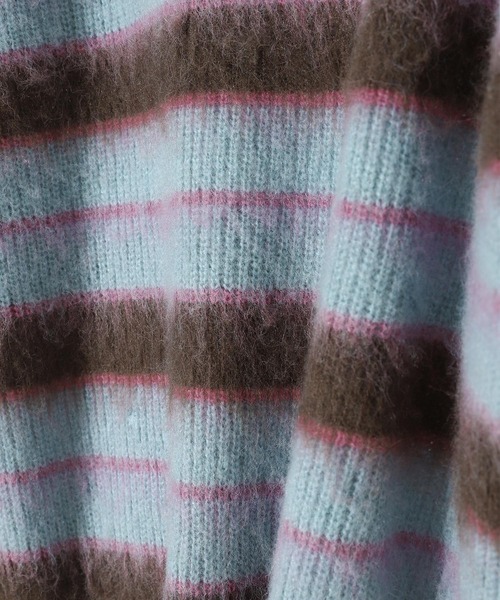forget-me-nots（フォーゲットミーノッツ）の「Forget-me-nots Border Crew Neck Knit FMN-25AW-KN-002（Tシャツ/カットソー・レディース・ライトブルー/オリーブ・FREE）」の3枚目の写真