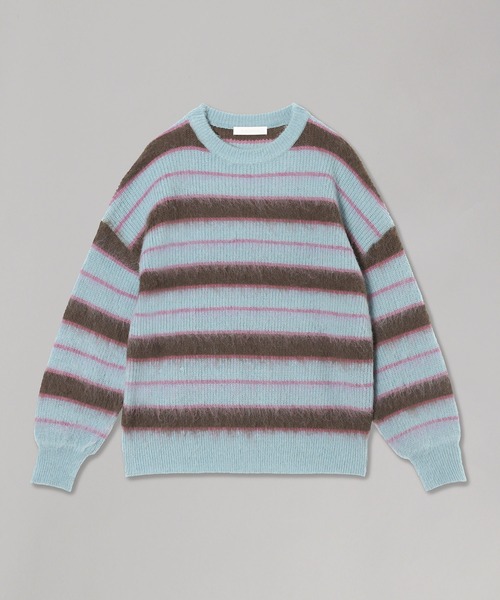 forget-me-nots（フォーゲットミーノッツ）の「Forget-me-nots Border Crew Neck Knit FMN-25AW-KN-002（Tシャツ/カットソー・レディース・ライトブルー/オリーブ・FREE）」の6枚目の写真