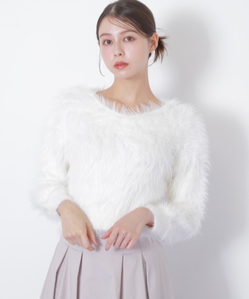 JILL by JILL STUART(ジルバイジルスチュアート)の「◇起毛ロングシャギーニット(ニット/セーター・レディース・ピンク/ホワイト/グレー・FREE)」の2枚目の写真