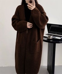 無地ロング丈カーディガンコート