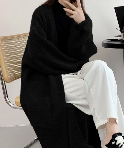 aimoha(アイモハ)の「無地ロング丈カーディガンコート(カーディガン/ボレロ・レディース・ライトベージュ/ブラック/ブラウン・FREE)」の5枚目の写真