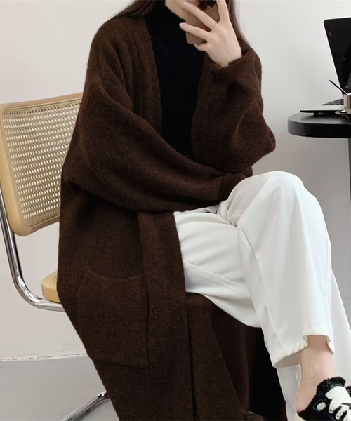 aimoha(アイモハ)の「無地ロング丈カーディガンコート(カーディガン/ボレロ・レディース・ライトベージュ/ブラック/ブラウン・FREE)」の10枚目の写真