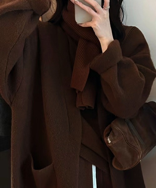 aimoha(アイモハ)の「無地ロング丈カーディガンコート(カーディガン/ボレロ・レディース・ライトベージュ/ブラック/ブラウン・FREE)」の11枚目の写真